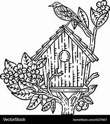 Coloring Birdhouse Bird Gif Sketch Page sketch template
