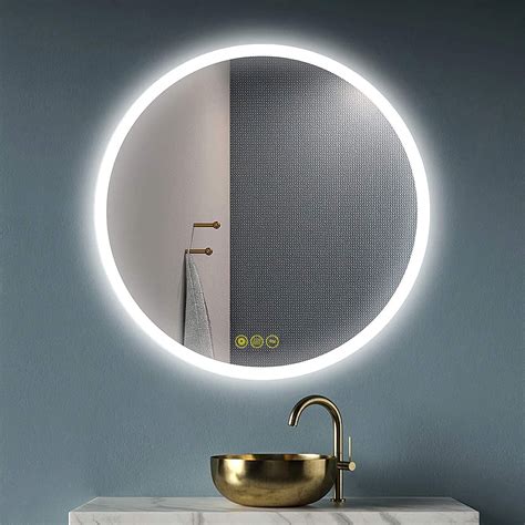 Buy AI-LIGHTING 60cm Round Mirror with Lights Bathroom LED Circular ...