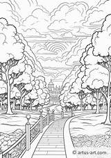 Cloudy Park Coloring Page » Free Download Artus Art sketch template