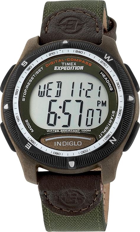 Timex Men's T41261 Expedition Digital Compass Brown Leather and Nylon Strap Watch: Timex: Amazon ...