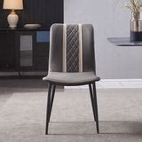 Gray Armless Dining Chair Faux Leather High Back Upholstered Dining ...