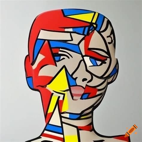 Pop art sculptures with geometric shapes and faces on Craiyon