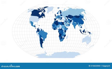 World Map. Winkel Tripel Projection Stock Illustration - Illustration ...