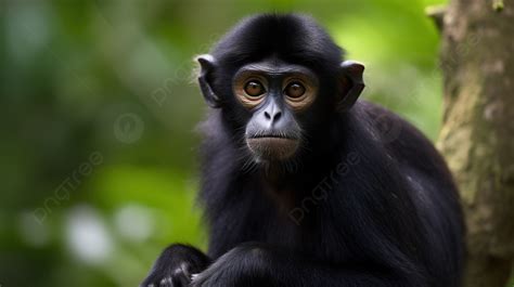 Monyet Hitam Sedang Duduk Di Hutan, Gambar Monyet Laba Laba Latar Belakang untuk Unduhan Gratis