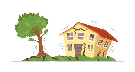 Vector illustration of house earthquakes. Concept on white background ...