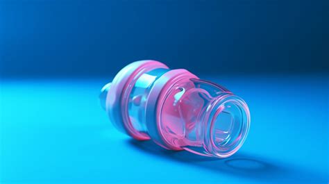 Duotone Blue Background With Empty Pink Baby Milk Bottle And Pacifier ...