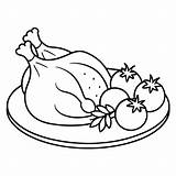 Coloring Page roasted chicken On A Plate With Tomatos  Premium AI sketch template