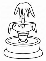 Easy Fountain Coloring Page Printable For Kids  sketch template