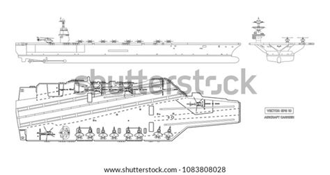 Outline Image Aircraft Carrier Military Ship Stock Vector (Royalty Free ...