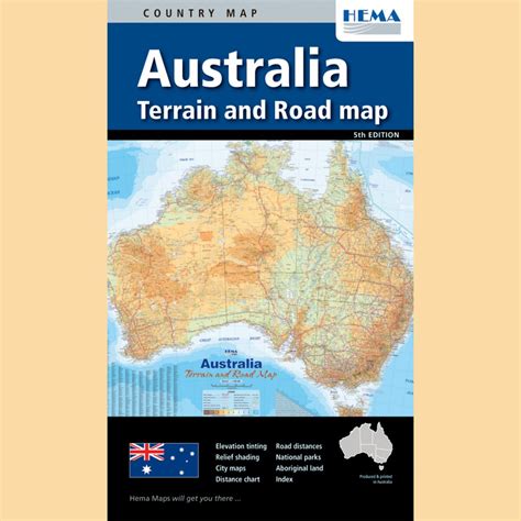 Straßenkarte Australien "Australia Terrain & Road" (Australien Karte / Landkarte) - Australien ...