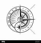 Black Outline Windrose And sundial silhouettes Isolated On white  sketch template