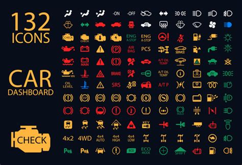 Car dashboard icon set vector free download