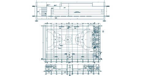 Basketball court stadium Floor plan design.Download the drawing file. - Cadbull