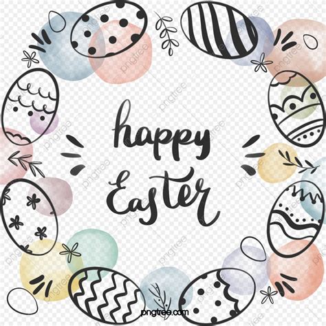 Easter Egg Border PNG Transparent, Cute Lineart Style Easter Egg Border, Egg Drawing, Easter Egg ...