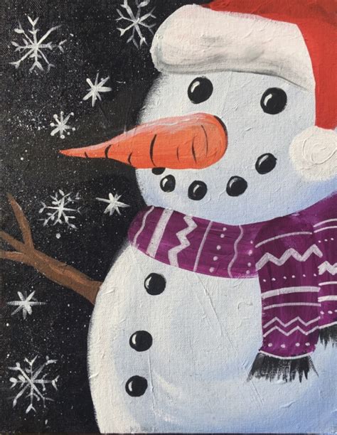 How To Paint A Snowman At Night - Step By Step Painting