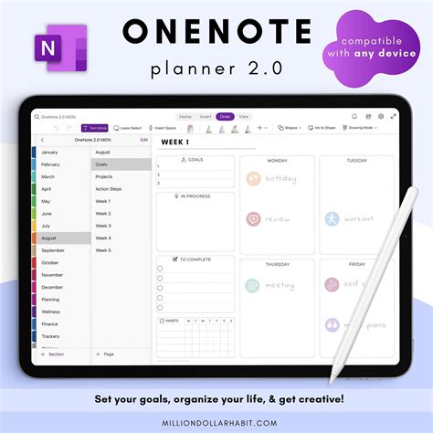 Onenote Digital Planner Undated Onenote Planner Android - Etsy UK