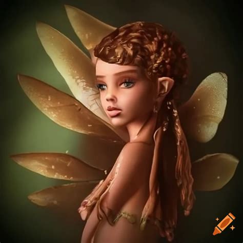 Illustration of a brown-skinned leaf fairy on Craiyon
