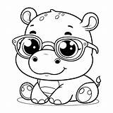Adorable Baby Hippo Coloring Page Free Printable For Kids  Premium AI sketch template