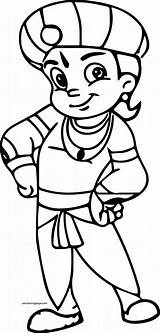 Chhota Bheem Wooden Cut Out Turban Outline Coloring Page  sketch template