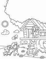 Boys And Treehouse Coloring Page  Free Printable Pages For Kids sketch template