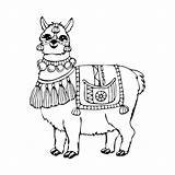 Premium Vector  Coloring Book Lama With Peruvian Ornaments Alpaca peru sketch template