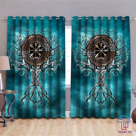 Viking Symbol Tree Of Life Window Curtains Born To Be Viking Warriors - Dreamrooma