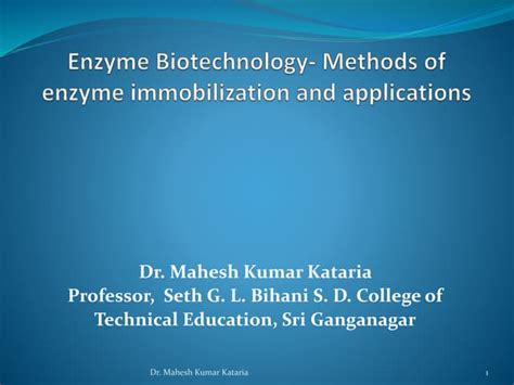 Enzyme immobilization and applications | PPT