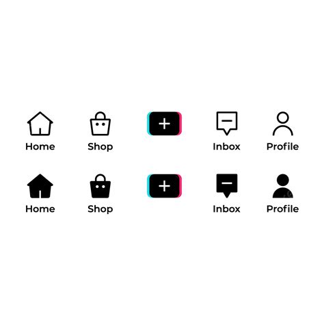 Icon Set Of Tiktok Menu App, Tiktok, Home, Shop PNG and Vector with Transparent Background for ...