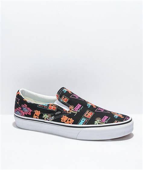 Vans Slip-On Black & Neon Skate Shoes | Mens Vans Skate Shoes • Bruno ...