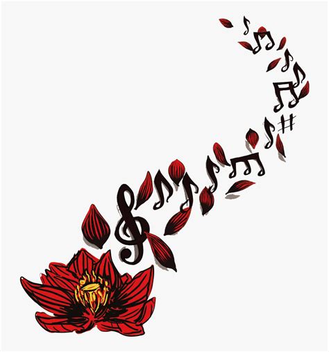 Music Notes Tattoo - Rose And Music Note Tattoo, HD Png Download - kindpng