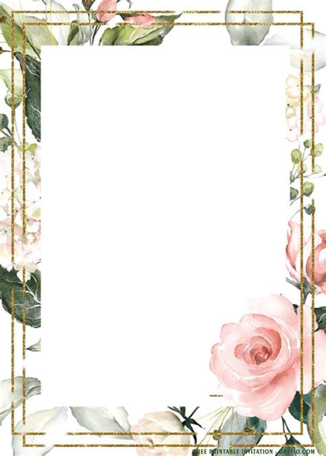 a floral frame with pink roses and greenery