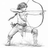 Premium Photo  Coloring Page A Woman Aims Bow And Arrow In Drawing sketch template