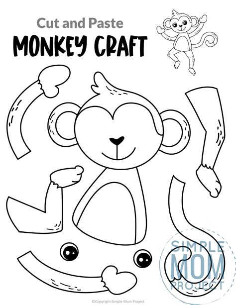 Free Printable Monkey Craft Template - Simple Mom Project | Monkey crafts, Safari animal crafts ...