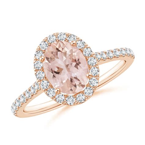 Oval Morganite Halo Ring with Diamond Accents | Angara Australia