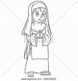 Coloring Pages Nun sketch template