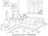 Children Room Graphic Black White Bed Coloring Pages  Cool sketch template