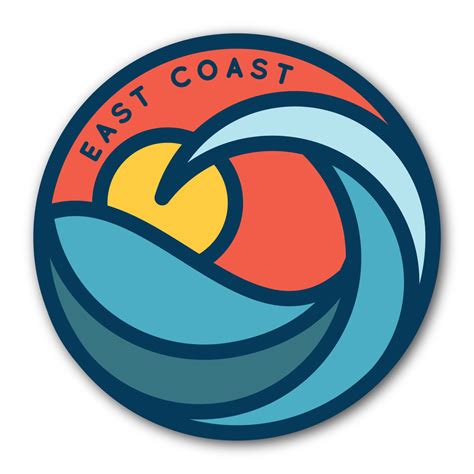 East Coast Wave Decal Logo Sticker, Sticker Design, Deco Surf, Surf Logo, Waves Logo, Logo ...