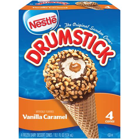 DRUMSTICK Vanilla Caramel Ice Cream Cones 4 ct Box - Walmart.com