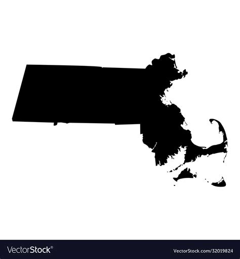 Massachusetts ma state border usa map solid Vector Image