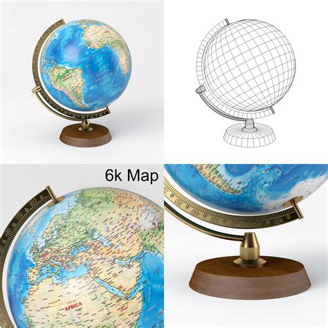 Celestial Globe with Wooden Stand and Brass Elements - Star Map 3D Model $9 - .wrl .obj .fbx ...