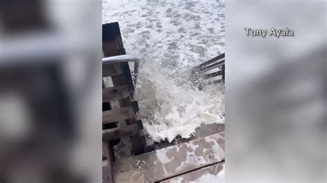 Video shows waves crashing into Pismo Beach waterfront