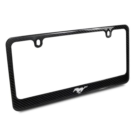 Ford Mustang Pony 3d Chrome Emblem Black Carbon Fiber License Plate ...