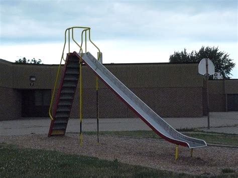 old school playground equipment - metal slide. Remember how hot this used to get?! School ...