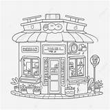 Coloring Page Featuring A Shop Front And Sidewalk Coloring Vector  sketch template