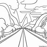 Scenic Road Trip Landscape Coloring Page  Pagescom sketch template