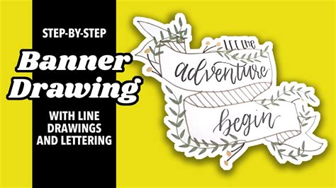 Step-by-step Banner Drawing with Line Drawings and Lettering - YouTube