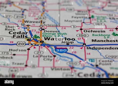 Waterloo Iowa USA Shown on a Geography map or road map Stock Photo - Alamy