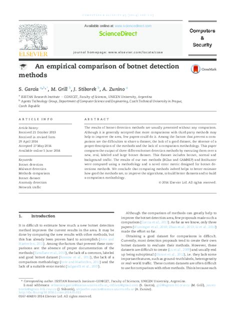 (PDF) An empirical comparison of botnet detection methods | Sebastian Garcia - Academia.edu