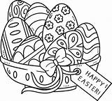 Happy Easter Egg Basket Isolated Coloring Page 13801488 Vector Art At  sketch template