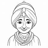 An Animated Coloring Page Of Indian Turban Outline Sketch Drawing  sketch template